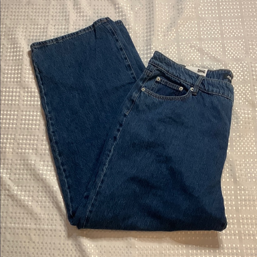 Joe Fresh women’s plus size blue denim wide leg jeans, size 16W.
